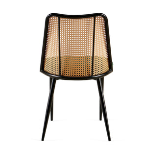 English Elm Green Rattan Dining Chairs Set Of 2 - Stylish Boucle Upholstered Seat With Natural Cane Backrest W1164P218678