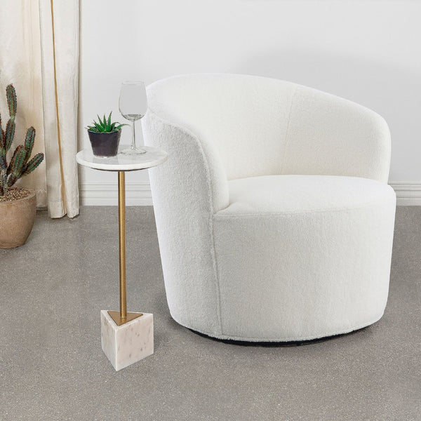 English Elm Tempest Faux Sheepskin Swivel Barrel Chair Sculptural Lounge Accent for Living Rooms B062P447713