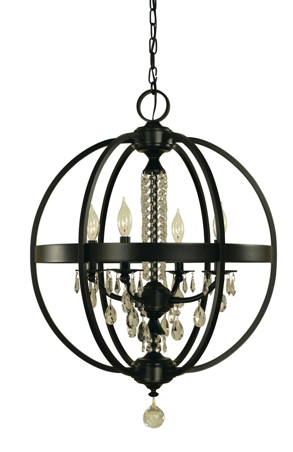 Framburg 4-light Crystal-accented Chandelier - Handcrafted Elegance For Dining Spaces, Usa-made Quality Lighting Matte Black Metal 5714 Mblack
