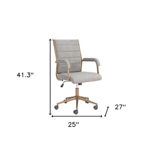 HomeRoots Gray Adjustable Height Swivel Rolling Office Chair - Ergonomic, Stylish, and Versatile for Any Workspace 571400