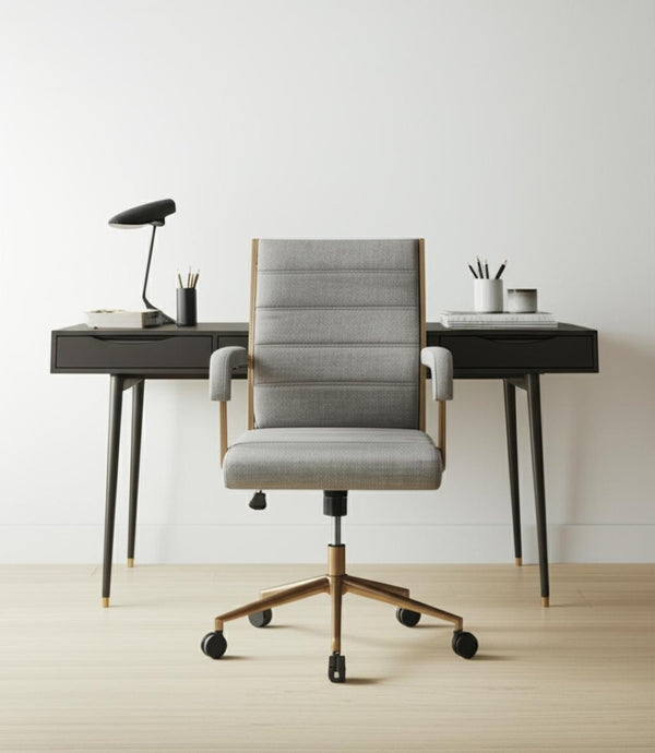 HomeRoots Gray Adjustable Height Swivel Rolling Office Chair - Ergonomic, Stylish, and Versatile for Any Workspace 571400