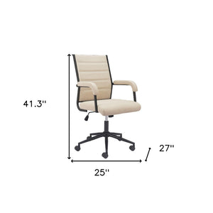 HomeRoots Beige Adjustable Height Swivel Office Chair - Modern Comfort with Durable Design for Any Workspace 571401
