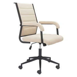 HomeRoots Beige Adjustable Height Swivel Office Chair - Modern Comfort with Durable Design for Any Workspace 571401