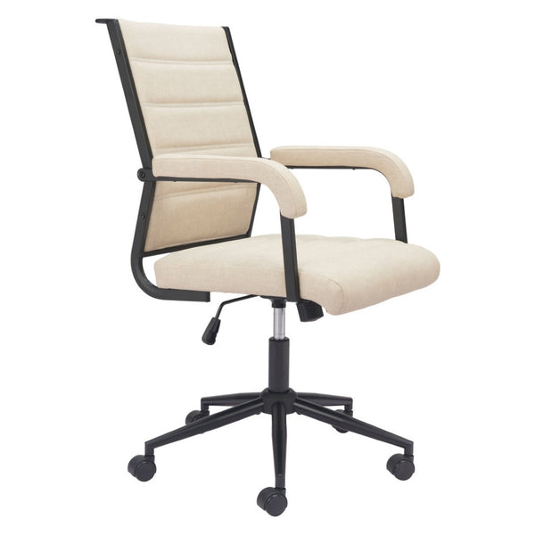 HomeRoots Beige Adjustable Height Swivel Office Chair - Modern Comfort with Durable Design for Any Workspace 571401