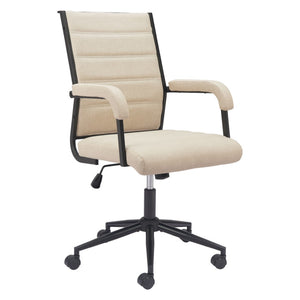 HomeRoots Beige Adjustable Height Swivel Office Chair - Modern Comfort with Durable Design for Any Workspace 571401