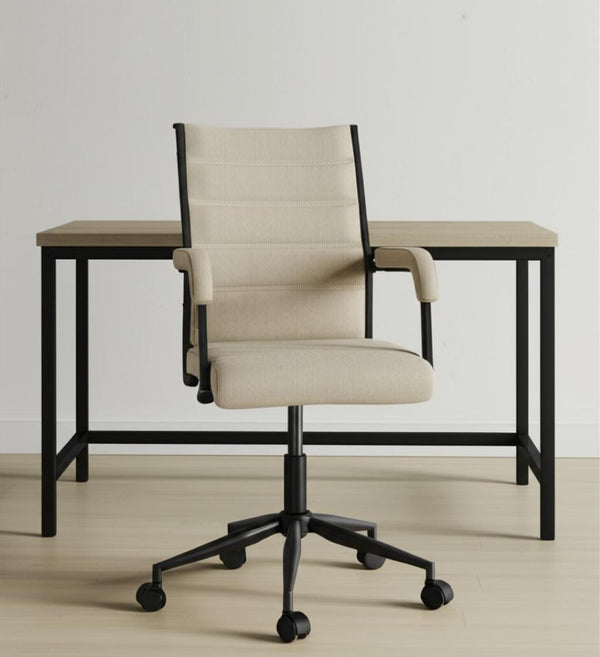 HomeRoots Beige Adjustable Height Swivel Office Chair - Modern Comfort with Durable Design for Any Workspace 571401