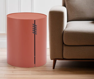 HomeRoots 19" Brown Aluminum Drum End Table - Modern Versatile Accent for Living Room, Bedroom, Entryway 571404