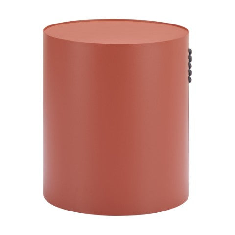 Homeroots 19" Brown Aluminum Round Drum End Table - Stylish Accent For Living Room, Bedroom & Entryway Decor   571404