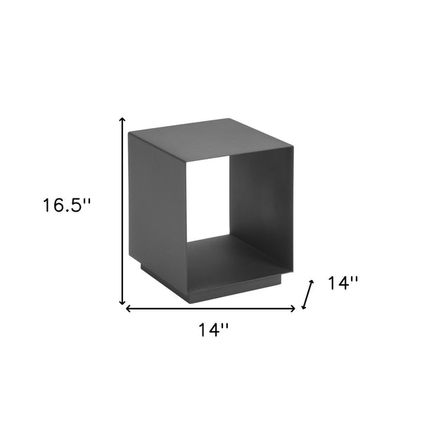 Homeroots 17" Charcoal Aluminum Square End Table With Shelf – Stylish Storage Solution For Any Room Decor   571406