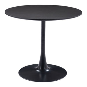 HomeRoots 36" Modern Black Round Dining Table with Steel Pedestal Base - Seats 4, Stylish & Versatile Design 571410