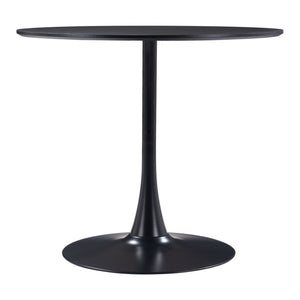 HomeRoots 36" Modern Black Round Dining Table with Steel Pedestal Base - Seats 4, Stylish & Versatile Design 571410