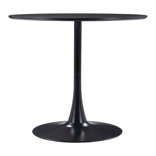HomeRoots 36" Modern Black Round Dining Table with Steel Pedestal Base - Seats 4, Stylish & Versatile Design 571410