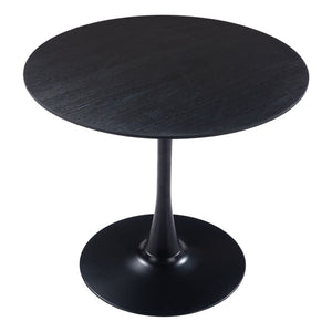 HomeRoots 36" Modern Black Round Dining Table with Steel Pedestal Base - Seats 4, Stylish & Versatile Design 571410