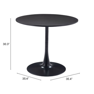 HomeRoots 36" Modern Black Round Dining Table with Steel Pedestal Base - Seats 4, Stylish & Versatile Design 571410