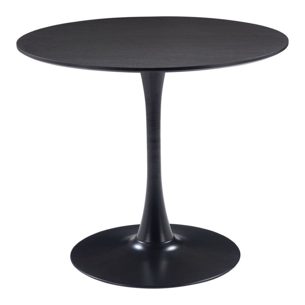 HomeRoots 36" Modern Black Round Dining Table with Steel Pedestal Base - Seats 4, Stylish & Versatile Design 571410
