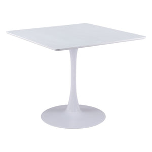 HomeRoots 36" White Wood and Steel Pedestal Base Square Dining Table - Modern, Space-Saving Design for 4 571411