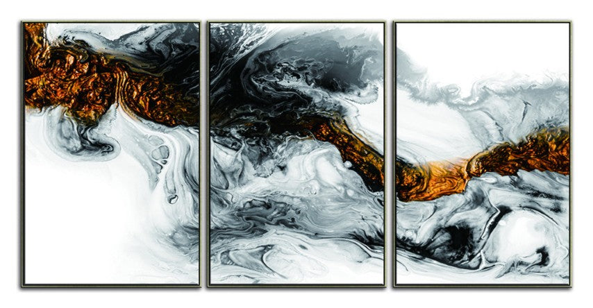 Homeroots Set Of Three Modern Abstract Black, White & Gold Framed Wall Art For A Chic Room Transformation  Acrylic 571413