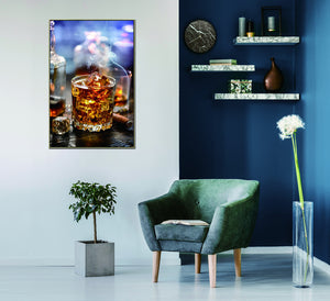 Homeroots On The Rocks Gold Framed Wall Art - Chic Bourbon And Cigar Acrylic Decor For Stylish Spaces  Acrylic 571415