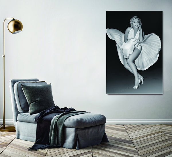 Homeroots White Marilyn Monroe Dress Wall Art - Gold Framed Acrylic Decor For Chic Home Styling & Elegance  Acrylic 571416