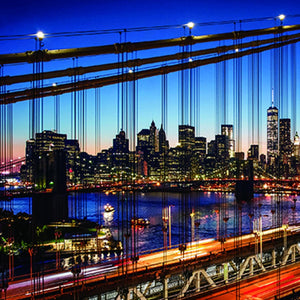 Homeroots Evening Manhattan Bridge Gold Framed Wall Art - Stunning Nyc Skyline Decor For Modern Spaces  Acrylic 571421