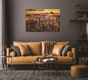 Homeroots Victoria Harbor At Sunset Extra Large Black Framed Wall Art - Modern Acrylic Decor For Stylish Spaces  Acrylic 571424