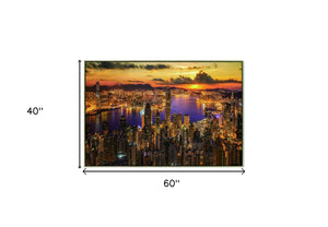 Homeroots Victoria Harbor At Sunset Extra Large Black Framed Wall Art - Modern Acrylic Decor For Stylish Spaces  Acrylic 571424