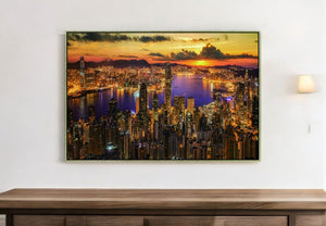 Homeroots Victoria Harbor At Sunset Extra Large Black Framed Wall Art - Modern Acrylic Decor For Stylish Spaces  Acrylic 571424