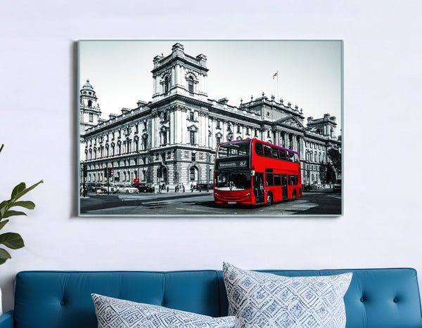 Homeroots Double Decker In London Silver Framed Wall Art – Stylish Acrylic Print To Enhance Your Decor!  Acrylic 571426