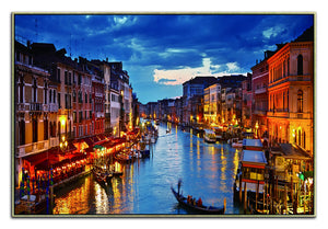 Homeroots Downtown Venice At Dusk Brass Framed Wall Art - Stylish Acrylic Decor For Stunning Home Interiors  Acrylic 571428