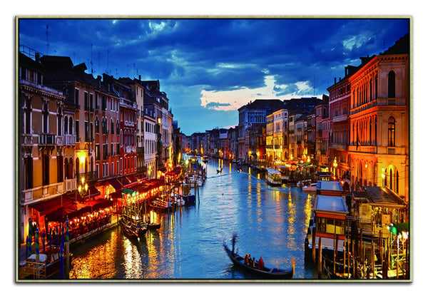 Homeroots Downtown Venice At Dusk Brass Framed Wall Art - Stylish Acrylic Decor For Stunning Home Interiors  Acrylic 571428