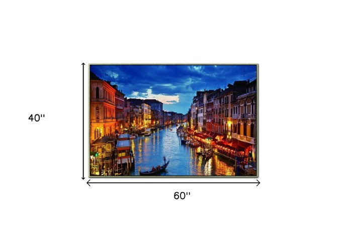 Homeroots Downtown Venice At Dusk Brass Framed Wall Art - Stylish Acrylic Decor For Stunning Home Interiors  Acrylic 571428