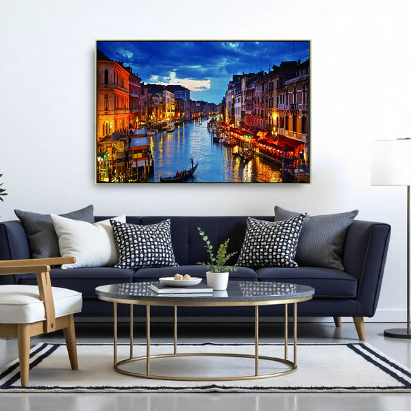 Homeroots Downtown Venice At Dusk Brass Framed Wall Art - Stylish Acrylic Decor For Stunning Home Interiors  Acrylic 571428