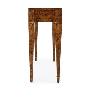 Butler Specialty Kai 2 Drawer Console Table - Mid-century Elegance With Gold Accents And Unique Burl Wood Finish Medium Brown Poplar Wood,Mappa Burl Veneer,Mdf 5714442-butler