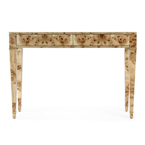 Butler Specialty Kai 2 Drawer Console Table - Mid-century Elegance With Gold Accents And Unique Burl Wood Finish Light Brown Poplar Wood,Mappa Burl Veneer,Mdf 5714443-butler