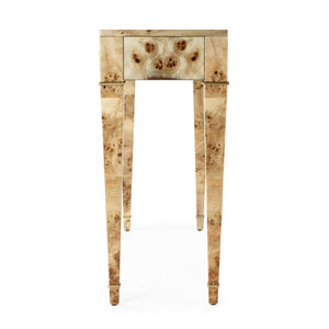 Butler Specialty Kai 2 Drawer Console Table - Mid-century Elegance With Gold Accents And Unique Burl Wood Finish Light Brown Poplar Wood,Mappa Burl Veneer,Mdf 5714443-butler