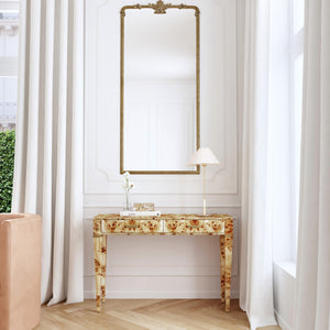 Butler Specialty Kai 2 Drawer Console Table - Mid-century Elegance With Gold Accents And Unique Burl Wood Finish Light Brown Poplar Wood,Mappa Burl Veneer,Mdf 5714443-butler