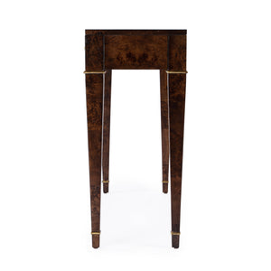 Butler Specialty Kai 2 Drawer Console Table - Mid-century Elegance With Gold Accents And Unique Burl Wood Finish Dark Brown Poplar Wood,Mappa Burl Veneer,Mdf 5714446-butler