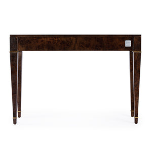 Butler Specialty Kai 2 Drawer Console Table - Mid-century Elegance With Gold Accents And Unique Burl Wood Finish Dark Brown Poplar Wood,Mappa Burl Veneer,Mdf 5714446-butler