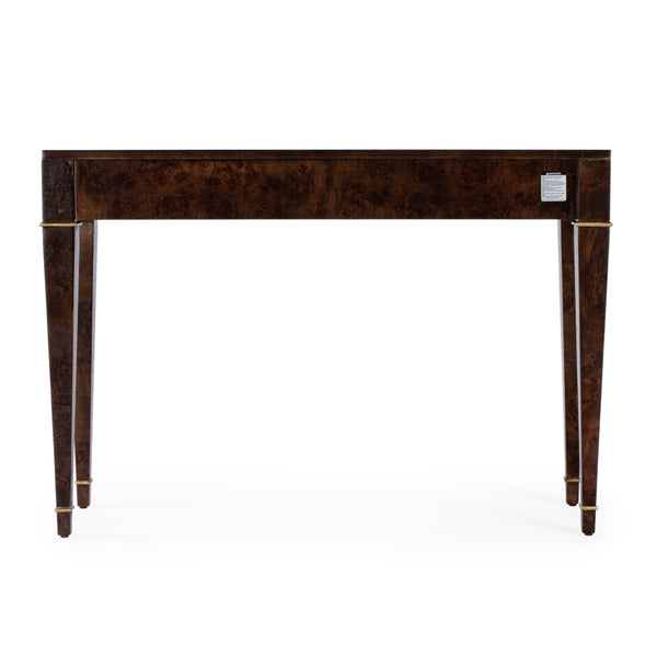 Butler Specialty Kai 2 Drawer Console Table - Mid-century Elegance With Gold Accents And Unique Burl Wood Finish Dark Brown Poplar Wood,Mappa Burl Veneer,Mdf 5714446-butler