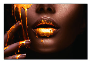 Homeroots Sensuous Wall Art - Striking Unframed Acrylic Decor Featuring A Fashionable Woman And Liquid Gold Design  Acrylic 571447