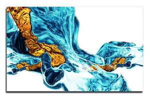 Homeroots Blue Abstract Water Wall Art - Vibrant Gold Accents On Acrylic For Modern Home Decor, 32"X48"  Acrylic 571448
