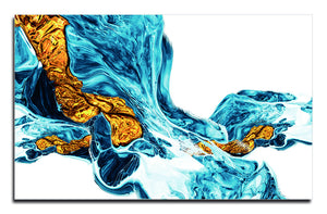 Homeroots Blue Abstract Water Wall Art - Vibrant Gold Accents On Acrylic For Modern Home Decor, 32"X48"  Acrylic 571448