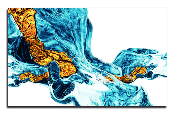 Homeroots Blue Abstract Water Wall Art - Vibrant Gold Accents On Acrylic For Modern Home Decor, 32"X48"  Acrylic 571448