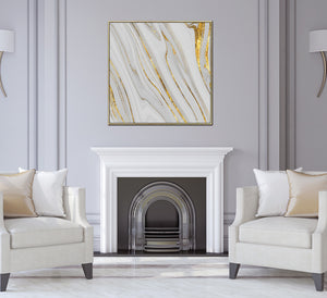 Homeroots Gold Faux Marble Square Framed Wall Art - Modern Glossy Acrylic Decor For Stylish Home Accents  Acrylic 571458