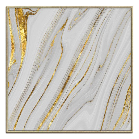 Homeroots Gold Faux Marble Square Framed Wall Art - Modern Glossy Acrylic Decor For Stylish Home Accents  Acrylic 571458
