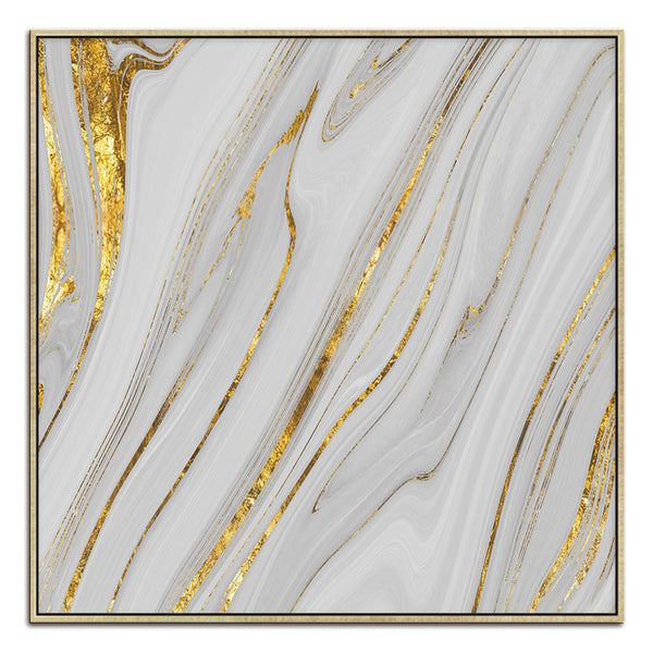 Homeroots Gold Faux Marble Square Framed Wall Art - Modern Glossy Acrylic Decor For Stylish Home Accents  Acrylic 571458
