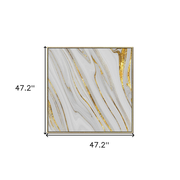 Homeroots Gold Faux Marble Square Framed Wall Art - Modern Glossy Acrylic Decor For Stylish Home Accents  Acrylic 571458