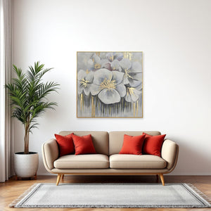 Homeroots Golden Anther Blossoms Hand-painted Oil Painting Wall Art In Elegant Gold Frame For Stunning Decor  Canvas 571463
