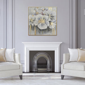 Homeroots Golden Anther Blossoms Hand-painted Oil Painting Wall Art In Elegant Gold Frame For Stunning Decor  Canvas 571463