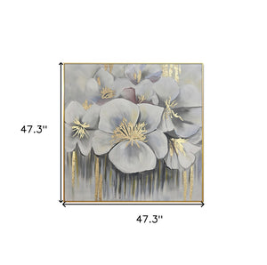 Homeroots Golden Anther Blossoms Hand-painted Oil Painting Wall Art In Elegant Gold Frame For Stunning Decor  Canvas 571463